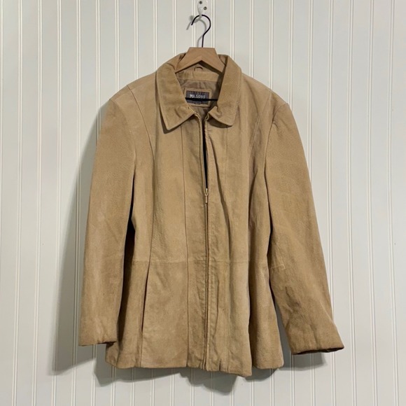 Wilsons Leather Jackets & Blazers - Wilsons Leather Womens Suede Jacket XL Tan‎ Beige Zip Up Minimalist Boho 90s VTG